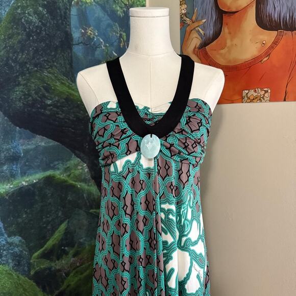 prairie new york 100% silk mod halter dress made in nyc size L - Picture 3 of 6